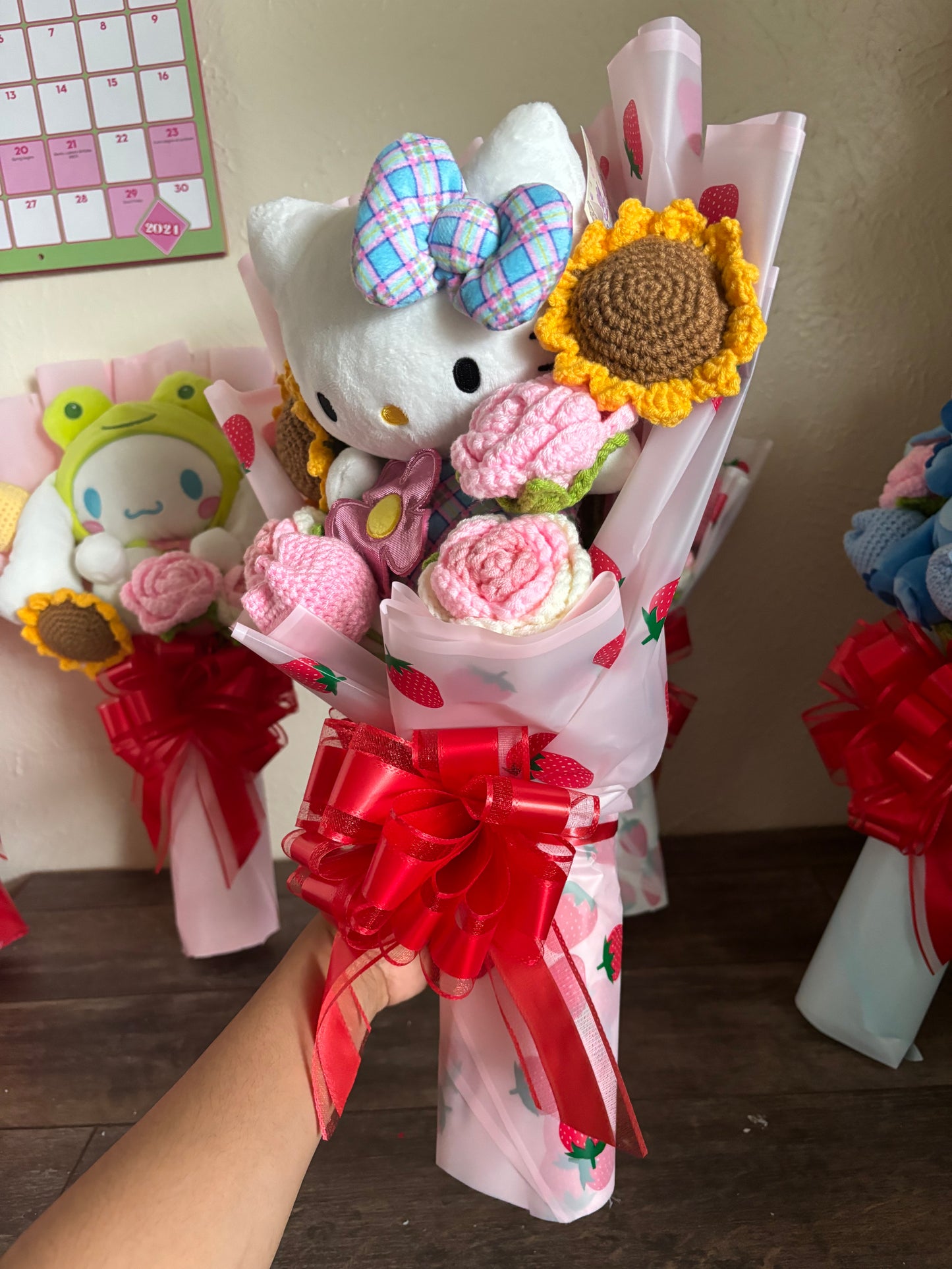 Spring hello kitty crochet flower bouquet 🌸☁️