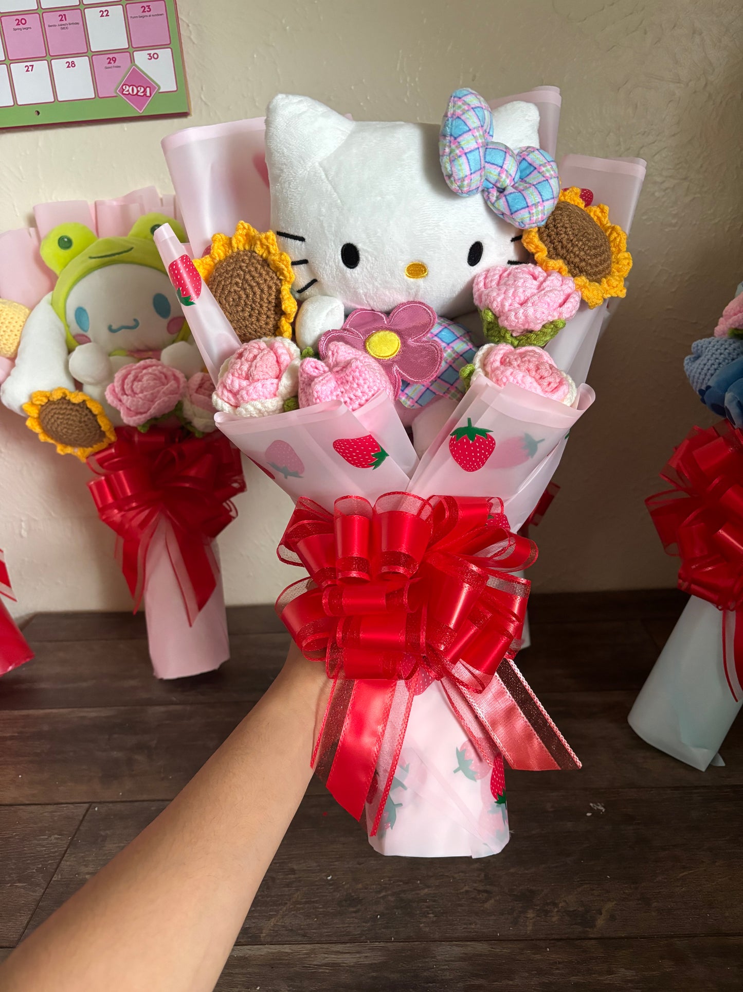 Spring hello kitty crochet flower bouquet 🌸☁️